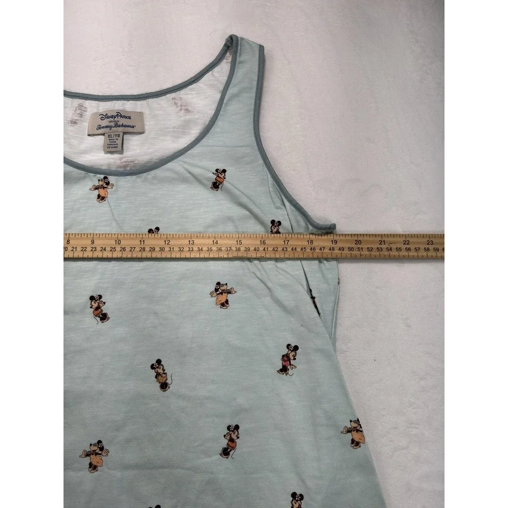 Disney Parks Sleep Shirt Womens XL Green Minnie Mouse Print Jersey Tommy Bahama